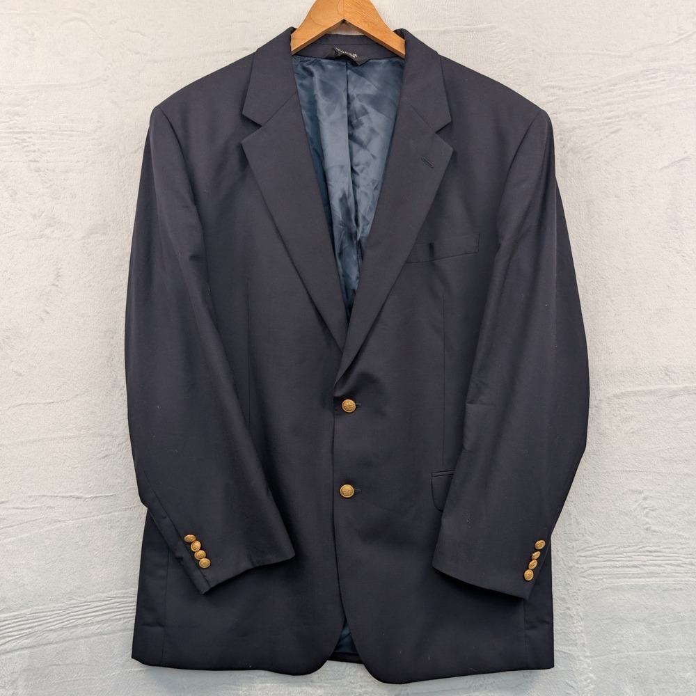 VTG Jos. A. Bank Blazer Men's 46L Navy Blue Wool Gold Button Business Nautical